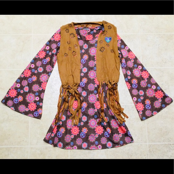 70’s GROOVY HIPPIE DRESS COSTUME - Picture 1 of 4